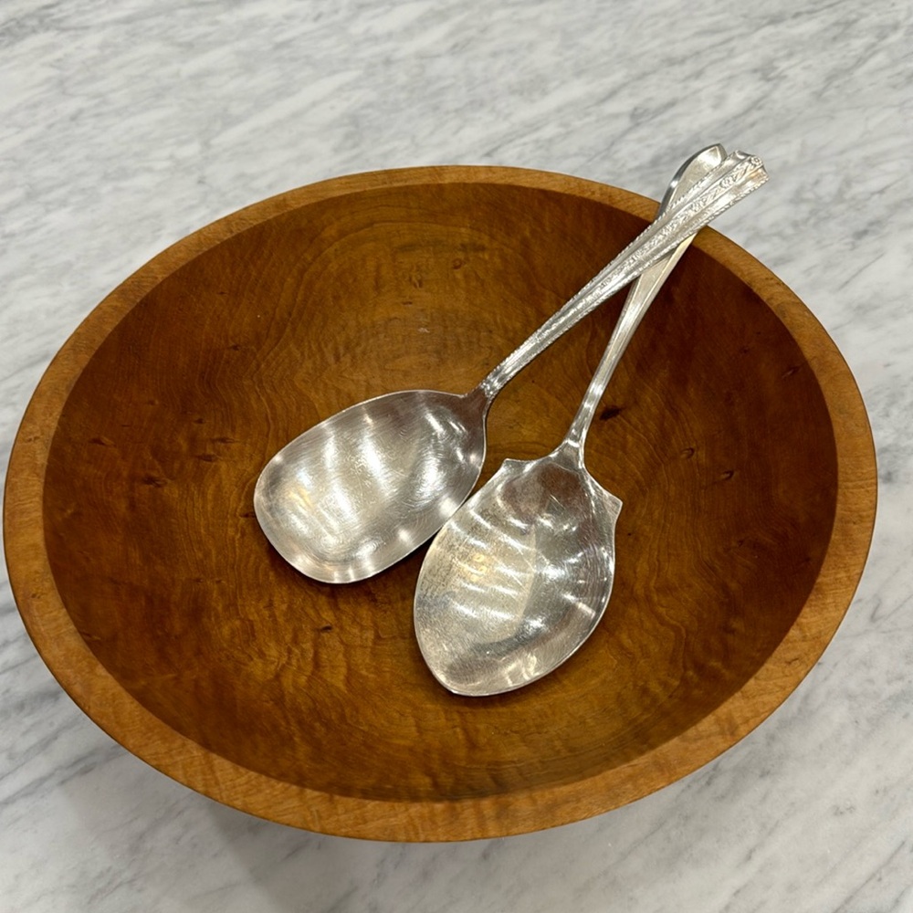 SET OF 2 SERVING SPOONS VINTAGE SILVER-PLATE